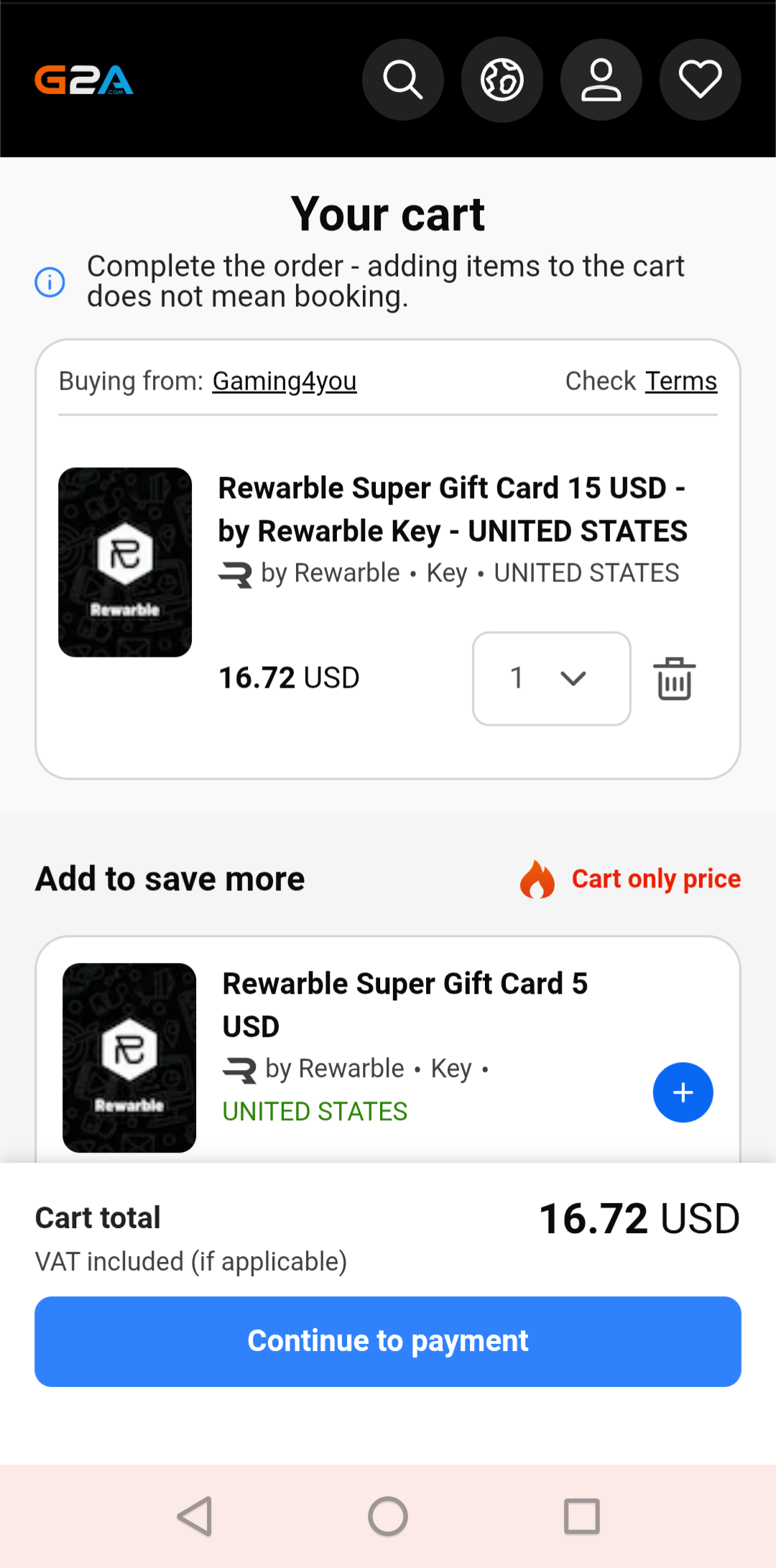 Step 4: Continue to payment